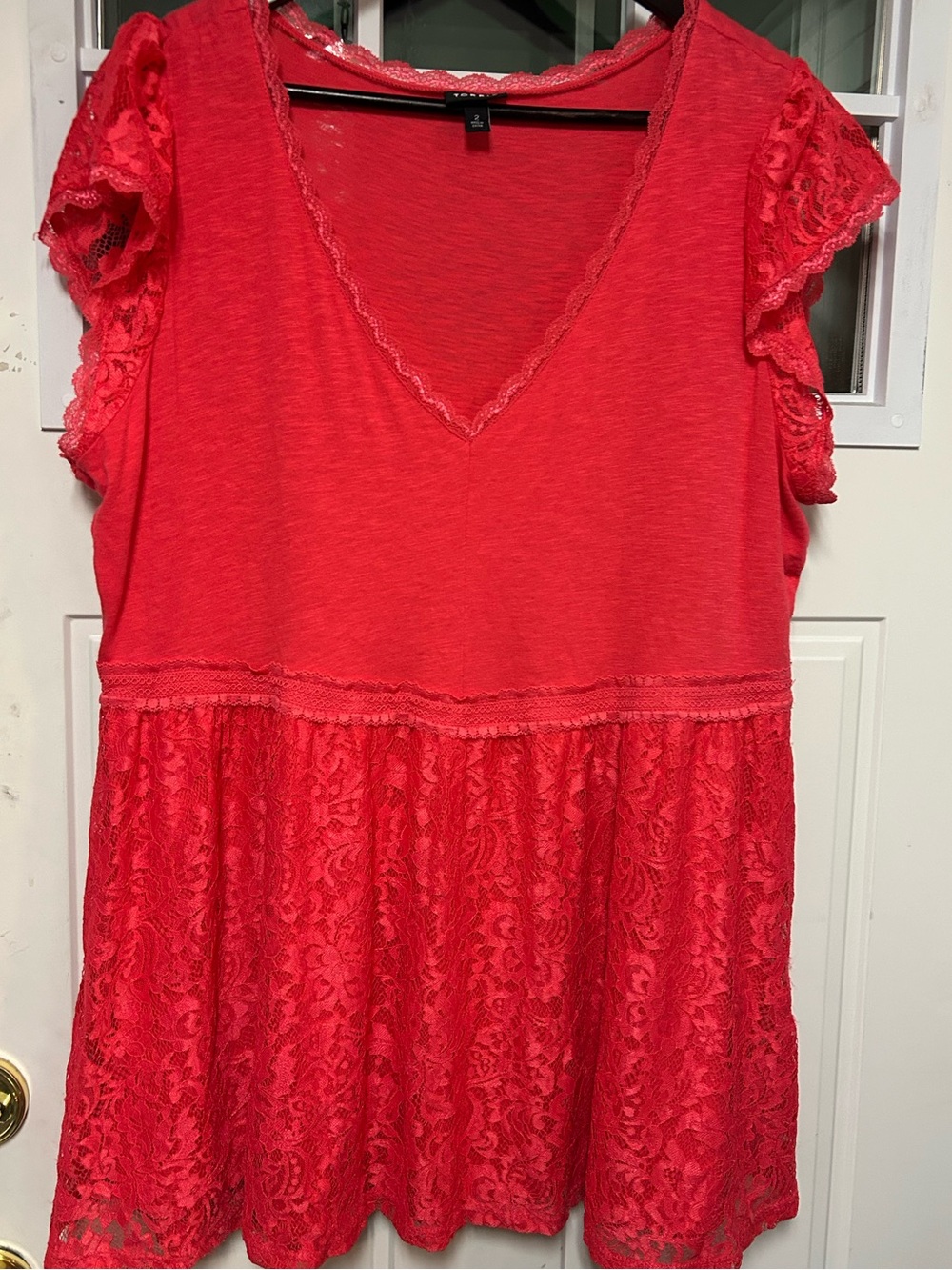 torrid Red Lace-Trim V-Neck Knit top